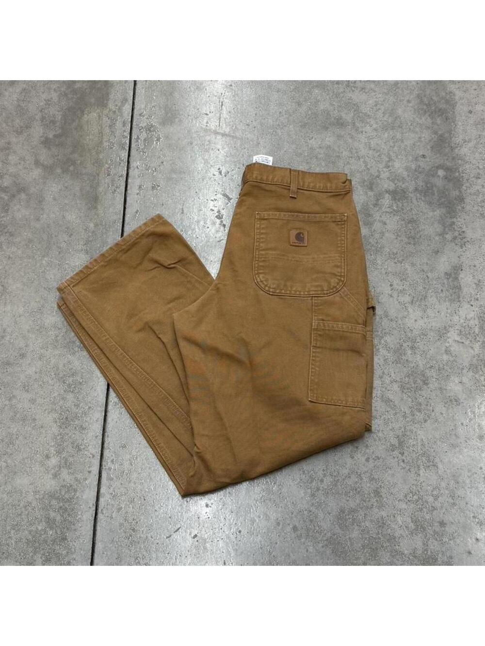 vintage carhartt tan relaxed baggy fit dungaree cargo pants size 33 x 30